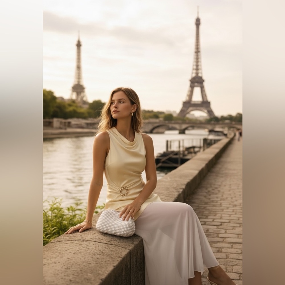 NWT Reformation Logan Silk Maxi Dress in Blonde Size 8